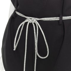ALEXANDRE VAUTHIER SS2021 Runway black crepe silver crystal rope belt shorts