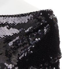 ALEXANDRE VAUTHIER SS2023 Runway black sequinned off shoulder stretch midi dress