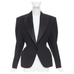 ALEXANDRE VAUTHIER SS2024 schwarz Grain De Poudre Wespentaille Spitze Smokingjacke