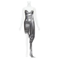 ALEXANDRE VAUTHIER SS2024 Runway metallic silver liquid metal drape dress