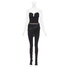 ALEXANDRE VAUTHIER Tuta vintage nera in finto coccodrillo patchwork con busto a cuore