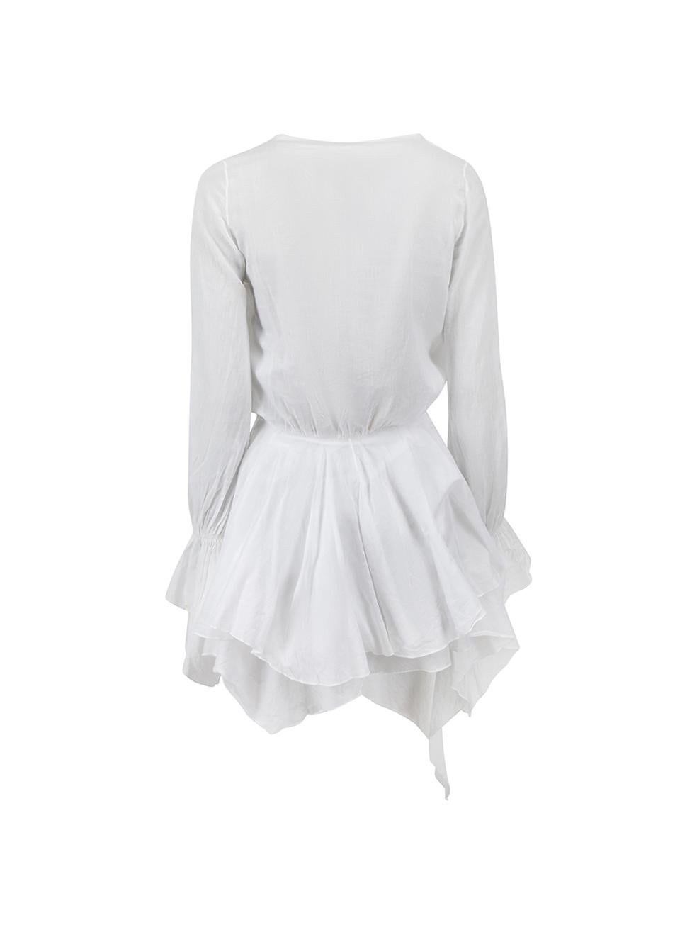 Alexandre Vauthier White Tiered Skirt Mini Dress Size XS In Good Condition For Sale In London, GB