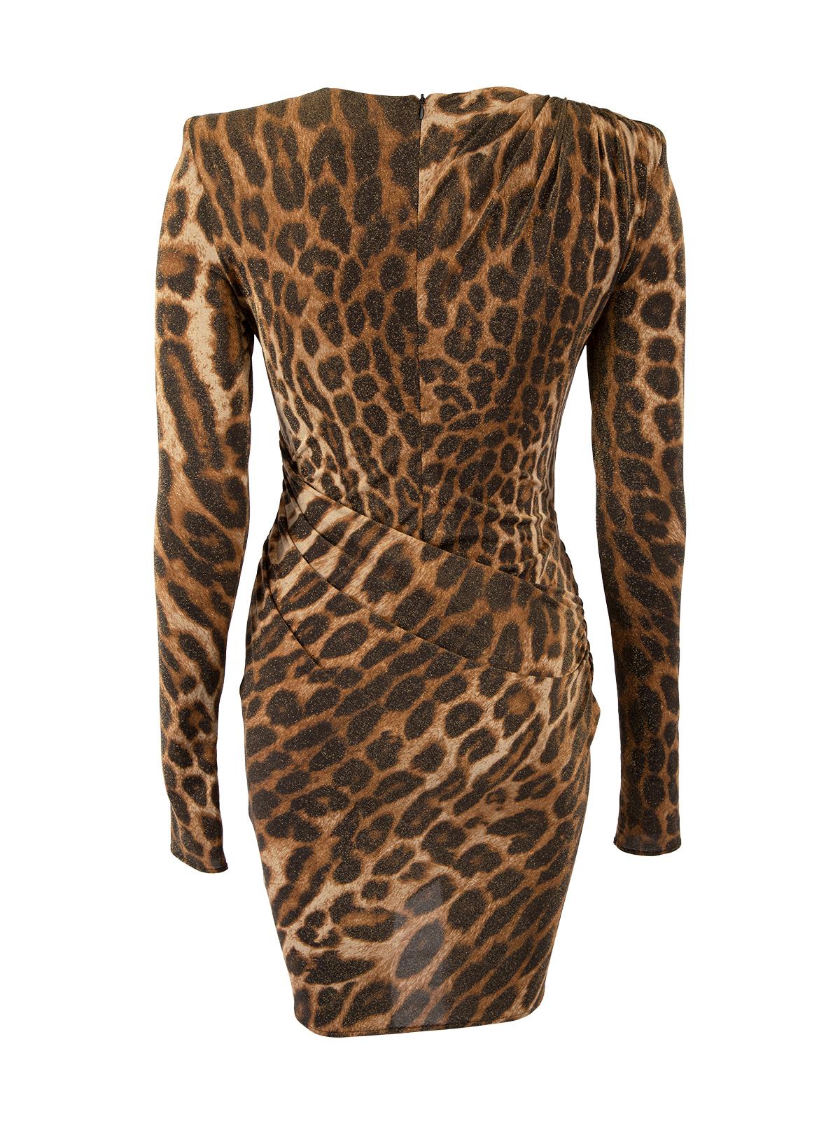 Alexandre Vauthier Women's Leopard Ruched Mini Dress In New Condition In London, GB