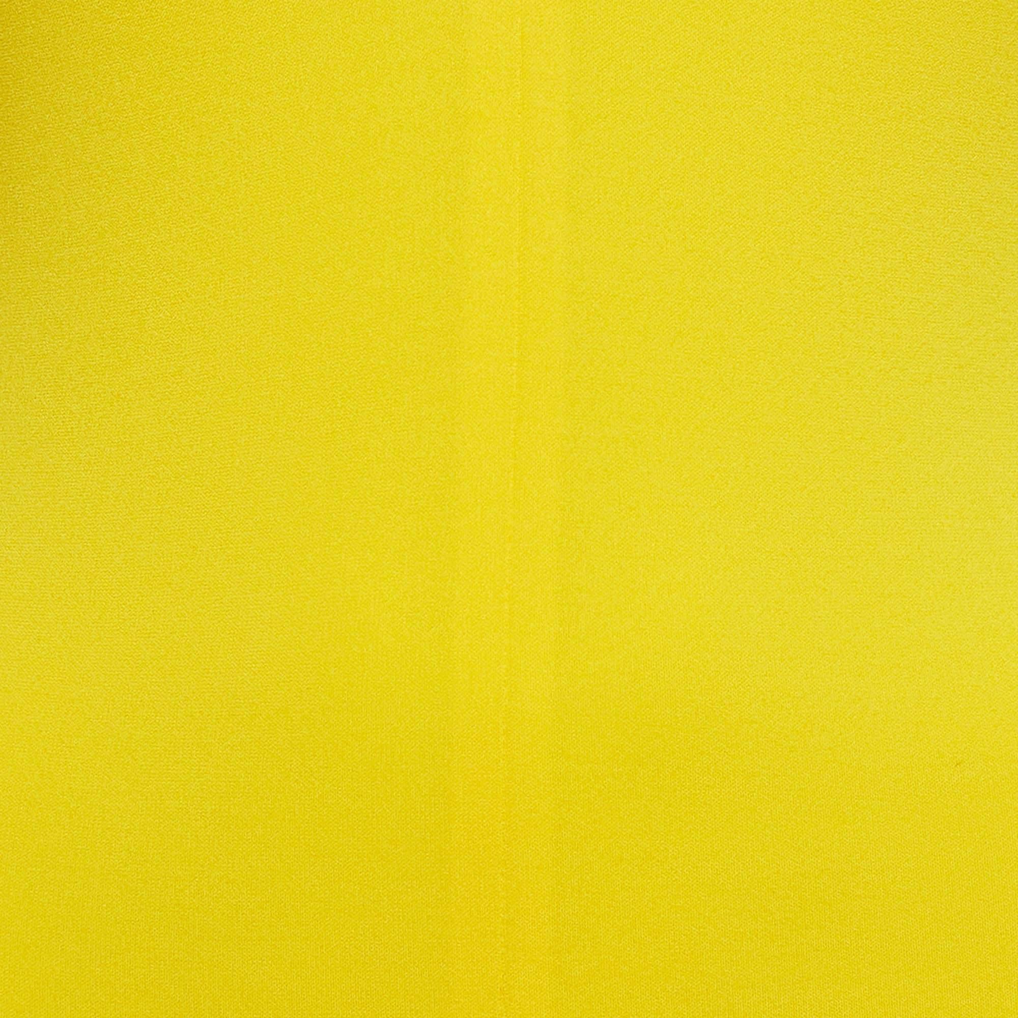 Alexandre Vauthier Yellow V-Neck Stretch Jersey Bodysuit S In New Condition For Sale In Dubai, Al Qouz 2
