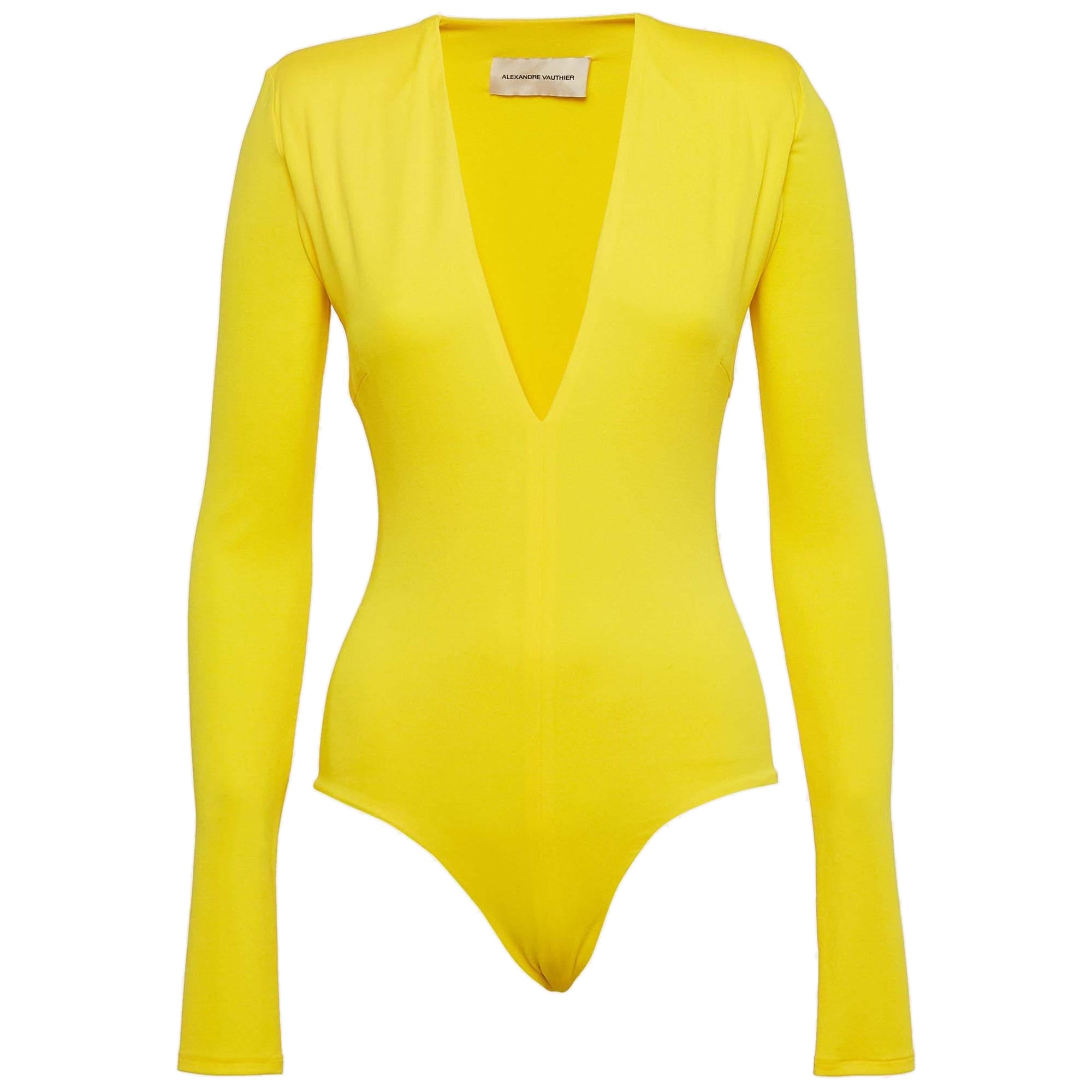 Alexandre Vauthier Body giallo in jersey stretch con scollo a V S.I.V.A.