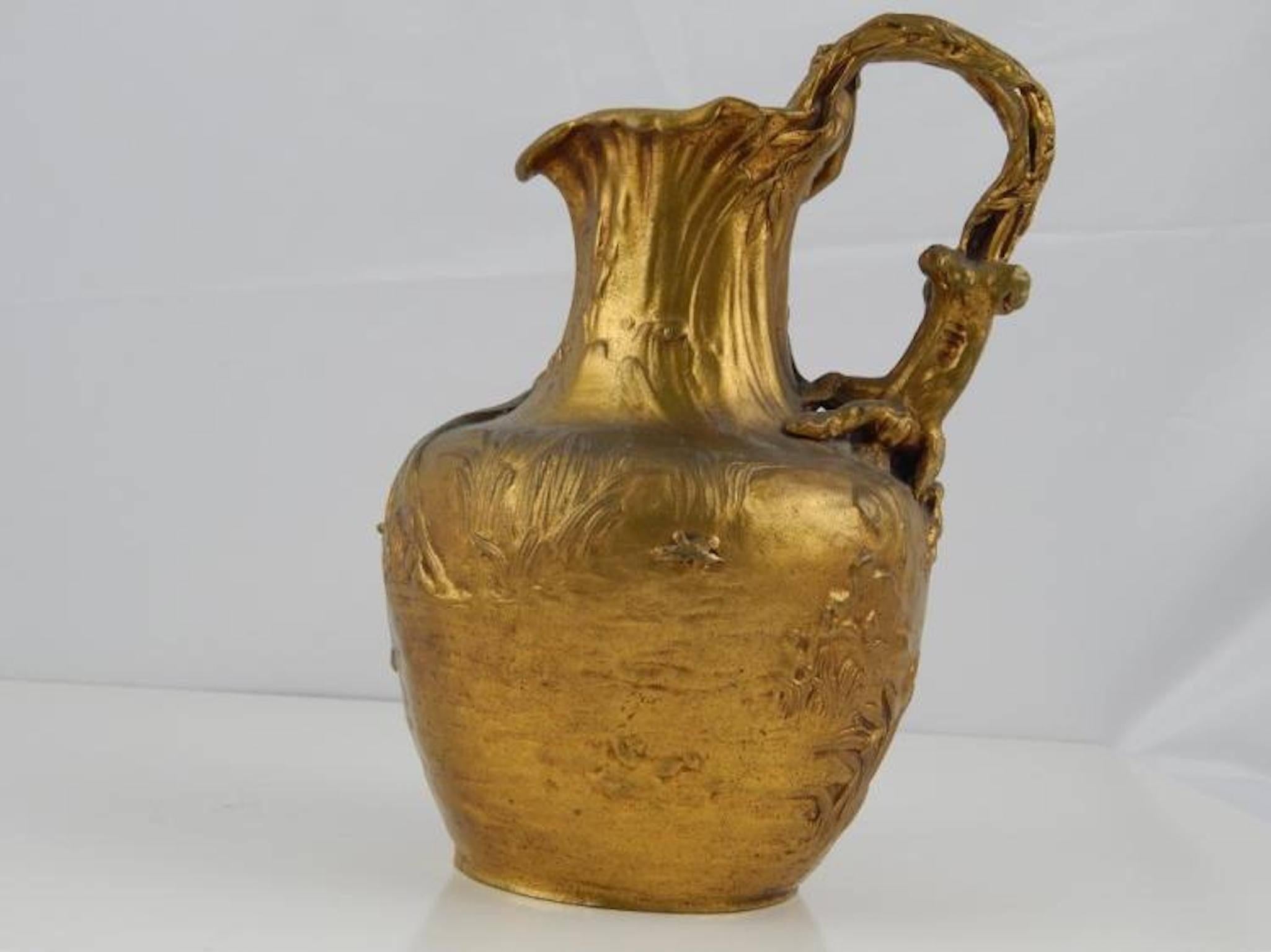 Alexandre Vibert Dore Bronze Pitcher In Excellent Condition In Washington Crossing, PA