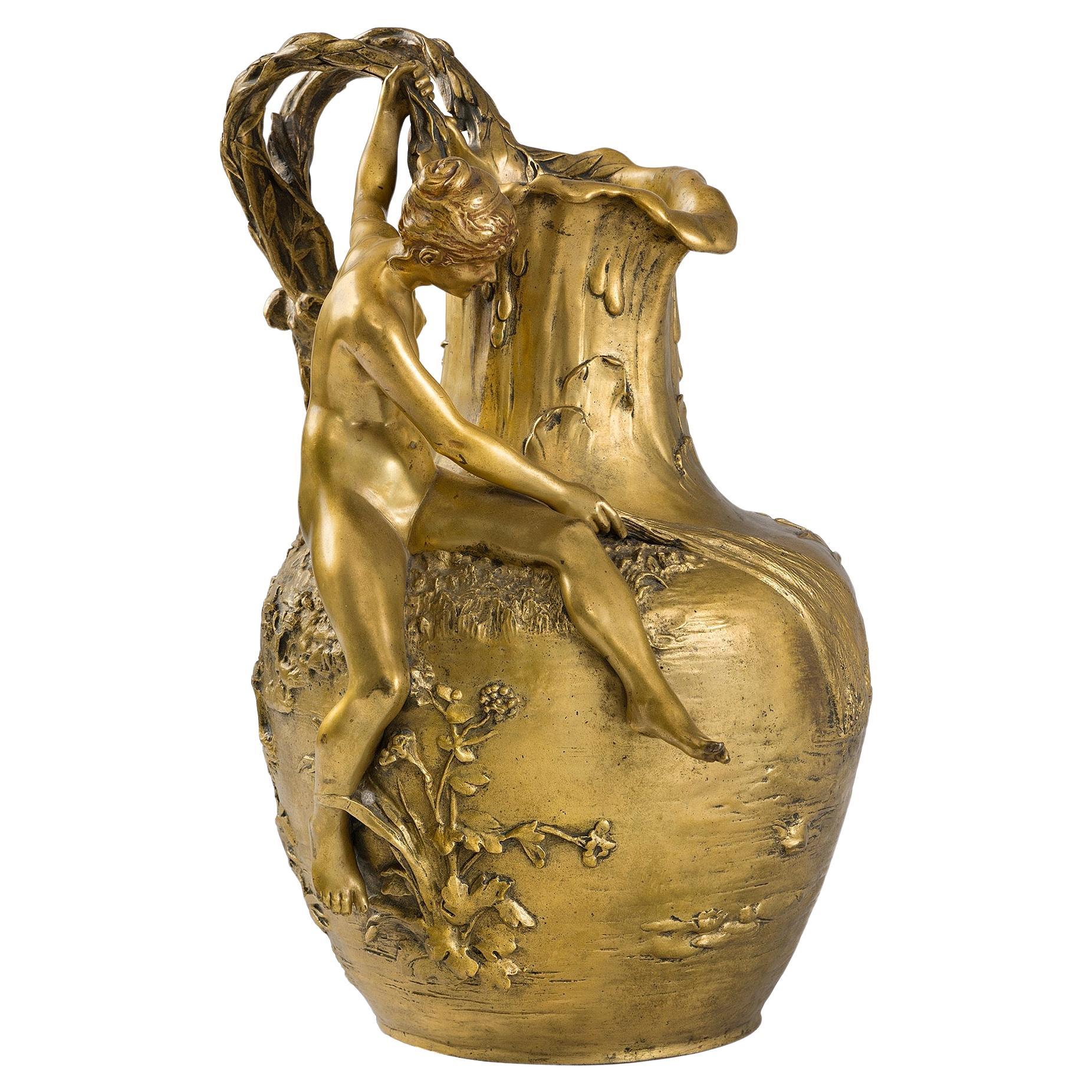 Alexandre Vibert "La Pêche Au Filet" Ormolu Ewer For Sale