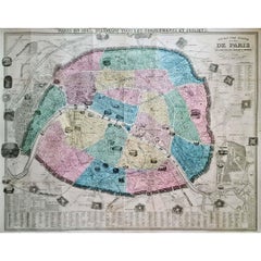 1861 Original vintage map of Paris - Historical cartography