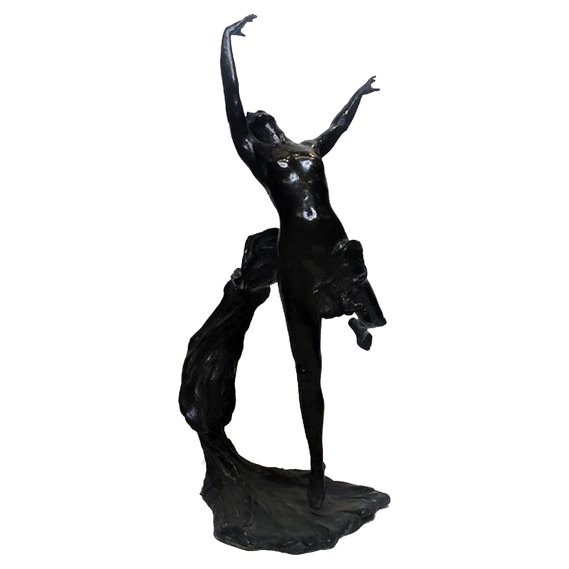 Alexandre Zeitlin, Faerie, Sculpture américaine Art Déco en bronze patiné, vers 1920