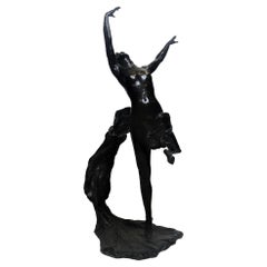 Antique Alexandre Zeitlin, Faerie, American Art Deco Patinated Bronze Sculpture, C. 1920