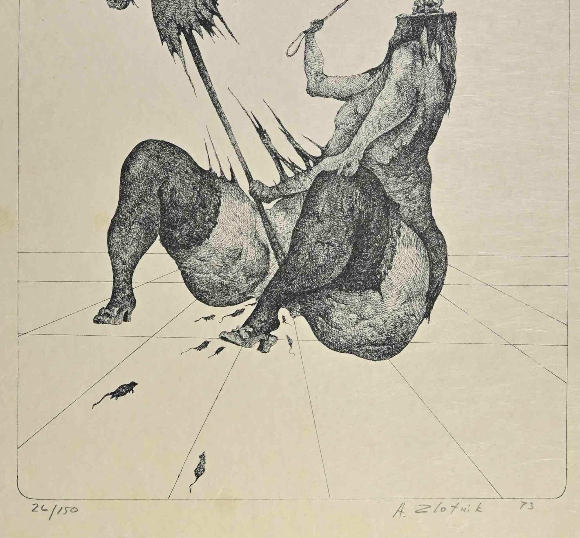 Cabeza de Caballo. Mujer - Litografía de Alexandre Zlotnik - 1973 en venta 1