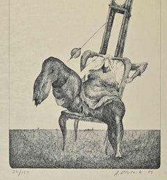 El hombre reloj - Litografía de Alexandre Zlotnik - 1973