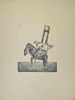 El hombre reloj - Litografía de Alexandre Zlotnik - 1973