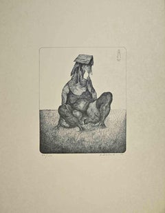 Vintage The Cottage Woman - Lithograph by Alexandre Zlotnik - 1973
