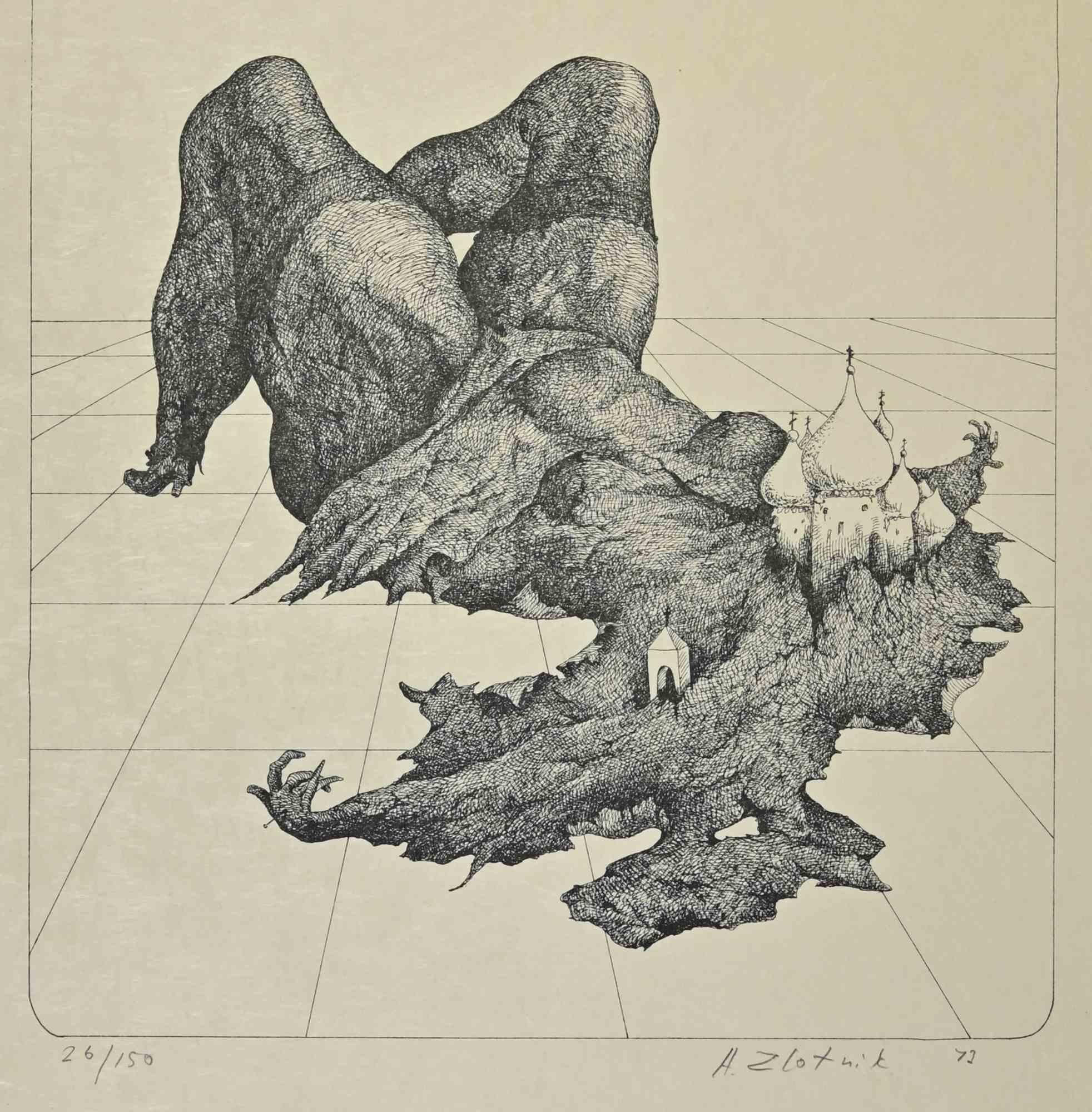 The Earth Woman - Lithographie von Alexandre Zlotnik - 1973 im Angebot 1