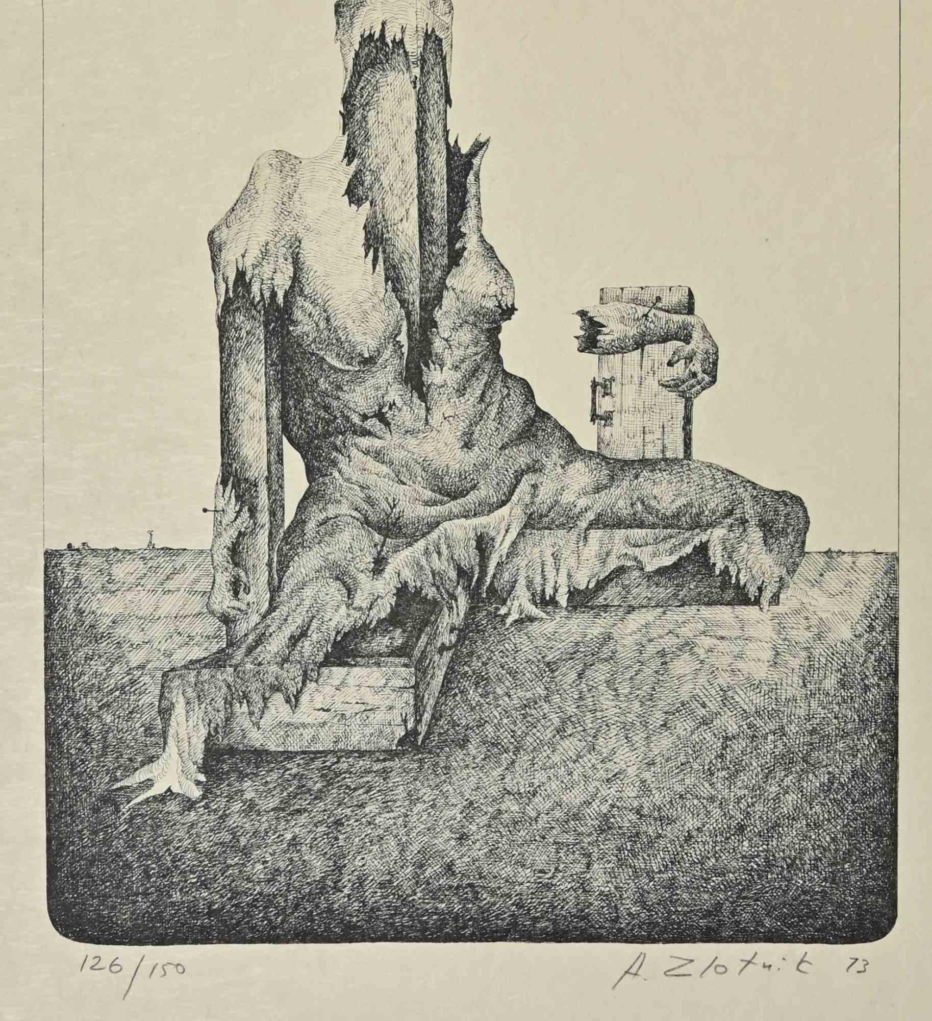 Tower-Man – Lithographie von Alexandre Zlotnik – Tower-Man – 1973 im Angebot 1