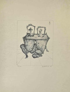 Woman-Table - Lithograph by Alexandre Zlotnik - 1973