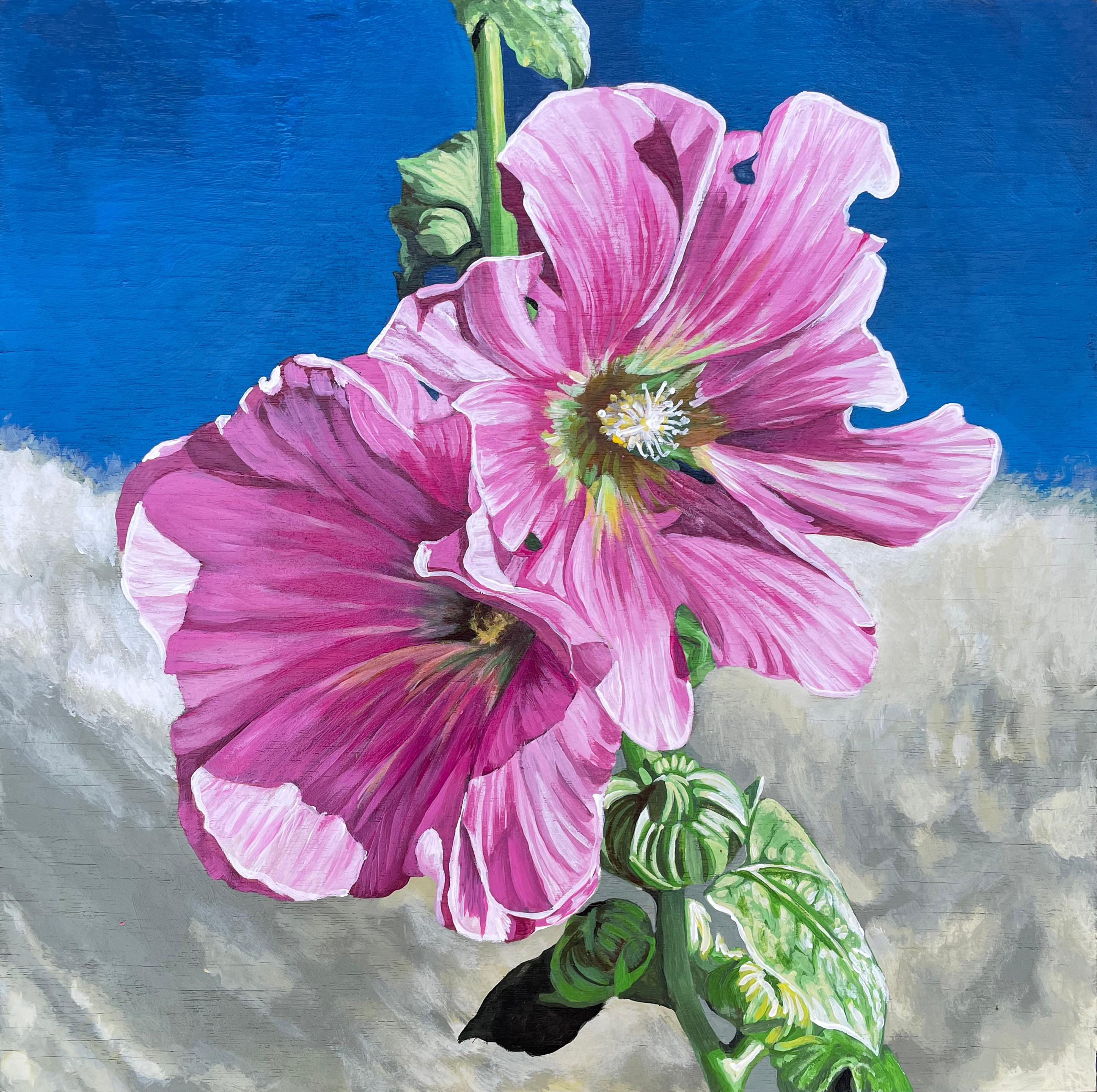 Alexandrea Pangburn "Hollyhock Summer" Original Oil Painting For Sale