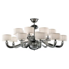 Alexandria 5597 16 Lampadario in vetro con paralume bianco, di Barovier&Toso