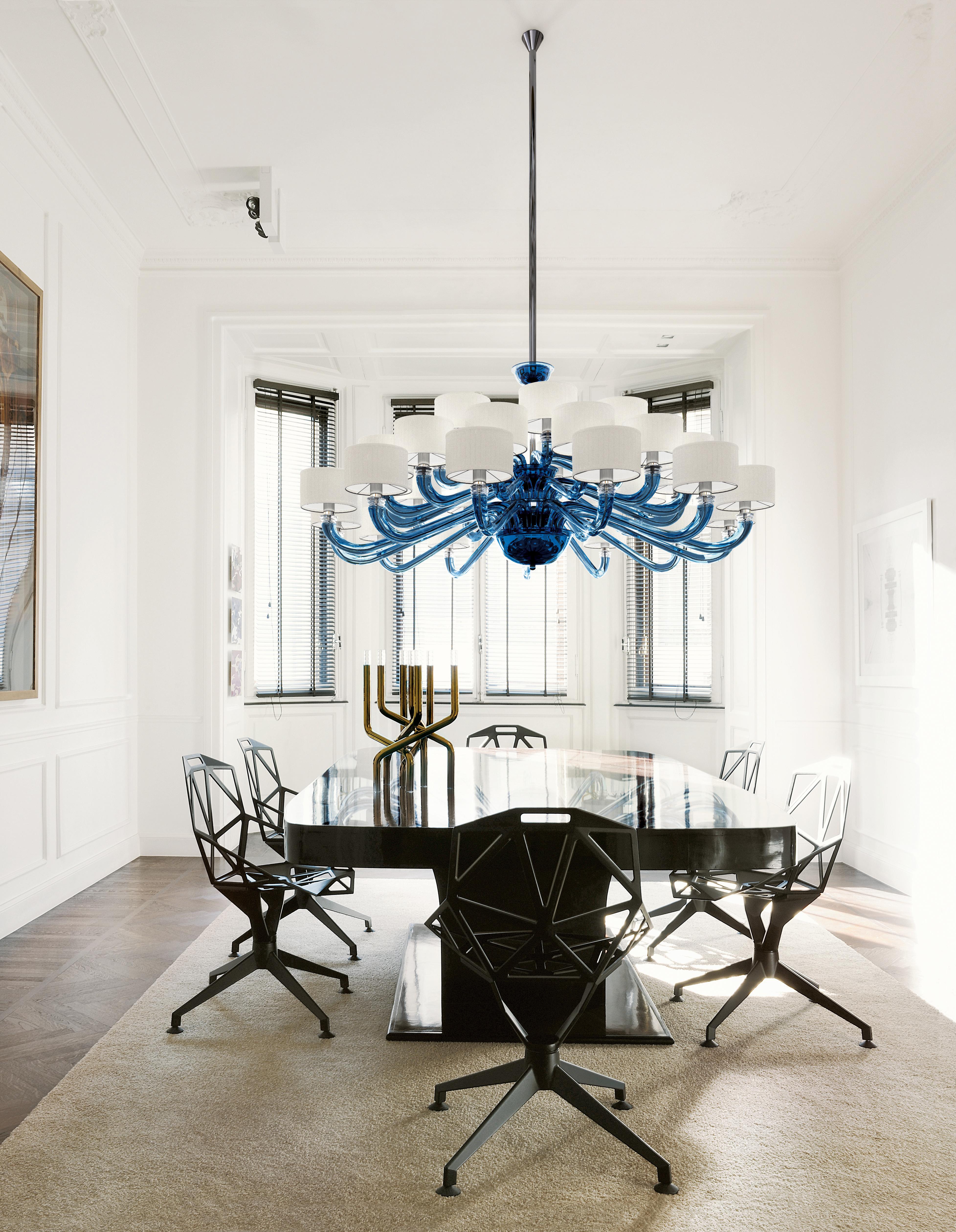 Blown Glass Alexandria 5597 24 Chandelier in Glass with White Shade, by Barovier&Toso