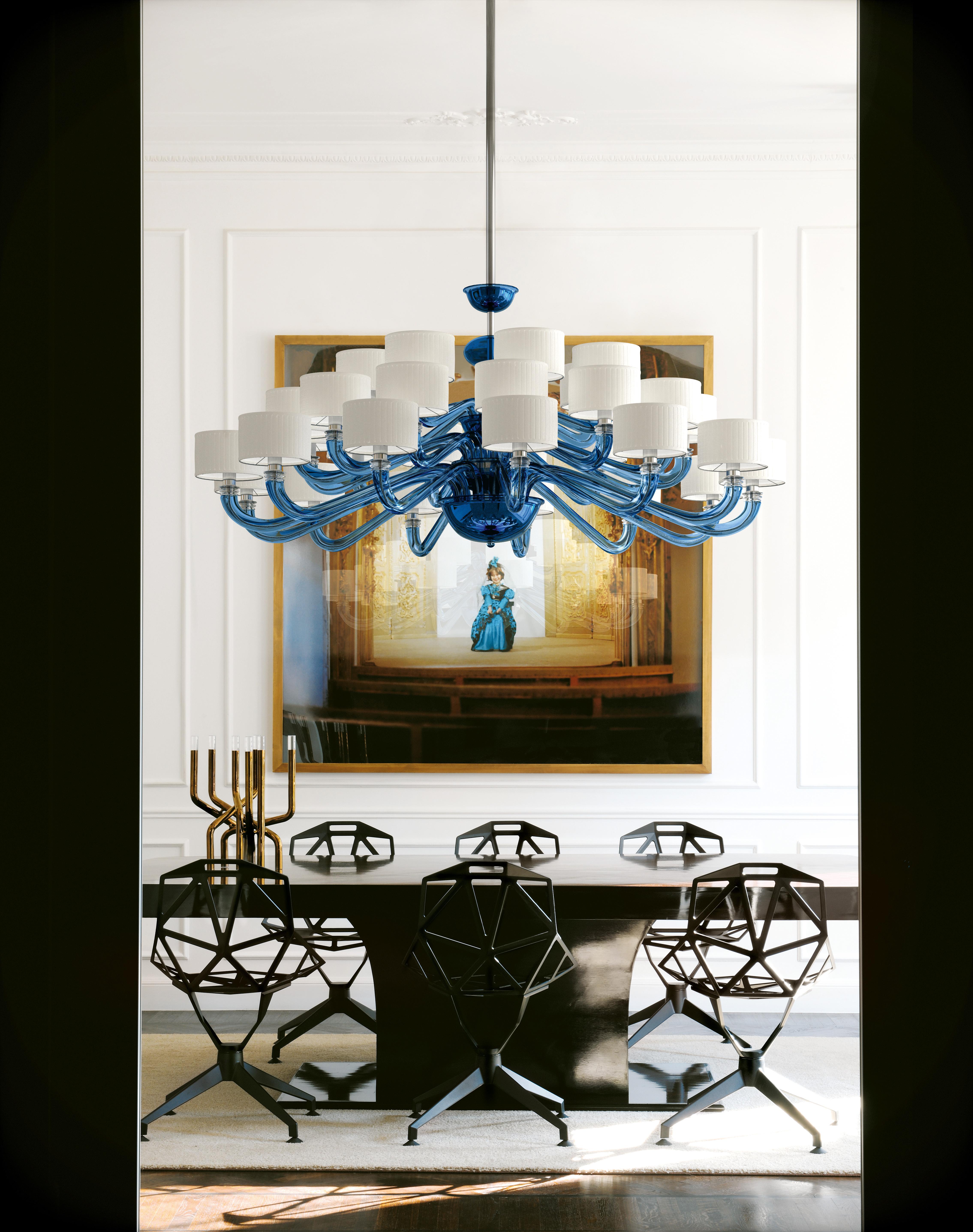 Alexandria 5597 24 Chandelier in Glass with White Shade, by Barovier&Toso 1