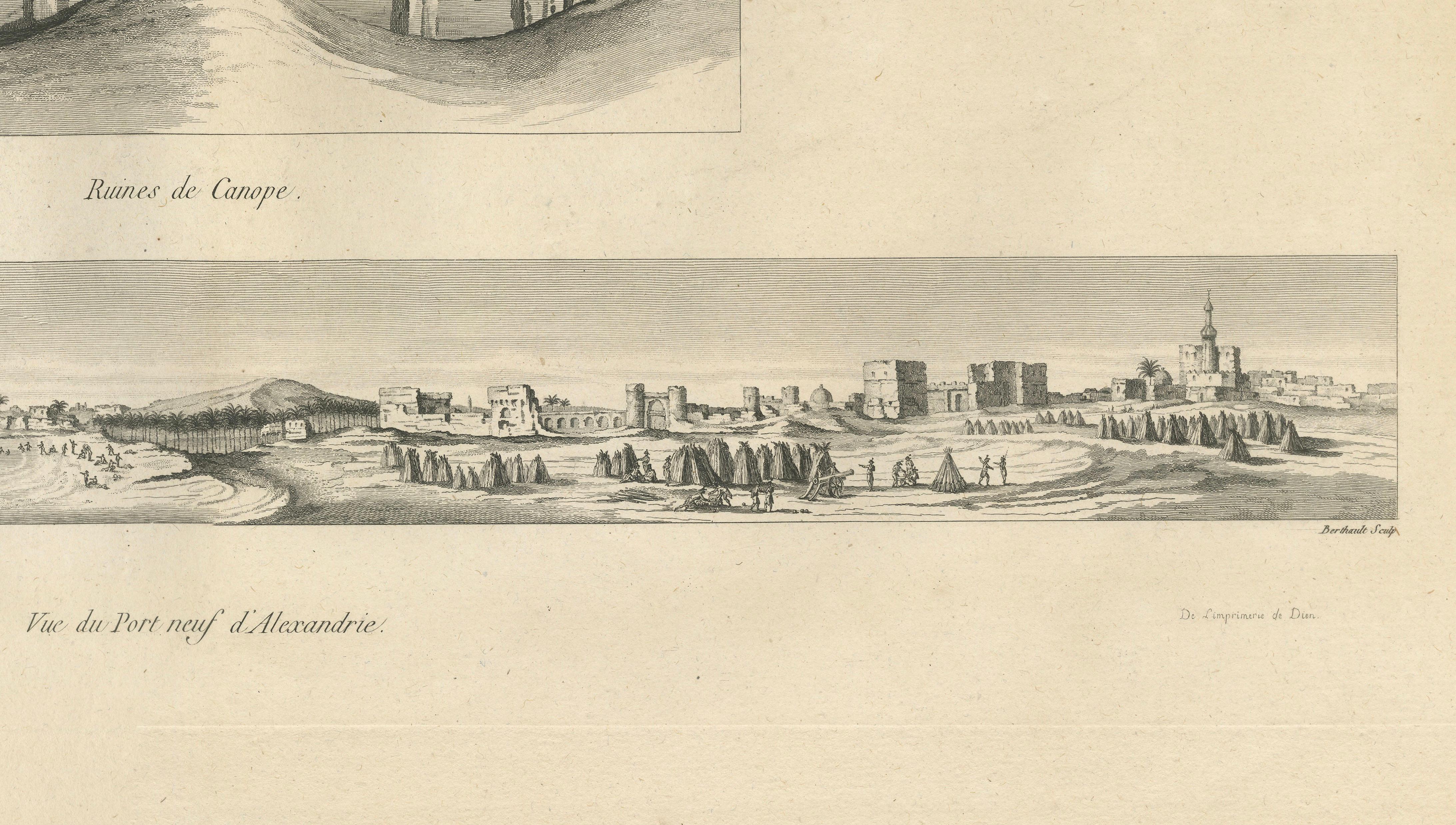 Alexandria Port Panorama, Denon, Napoleon Egypt Engraving, 1802