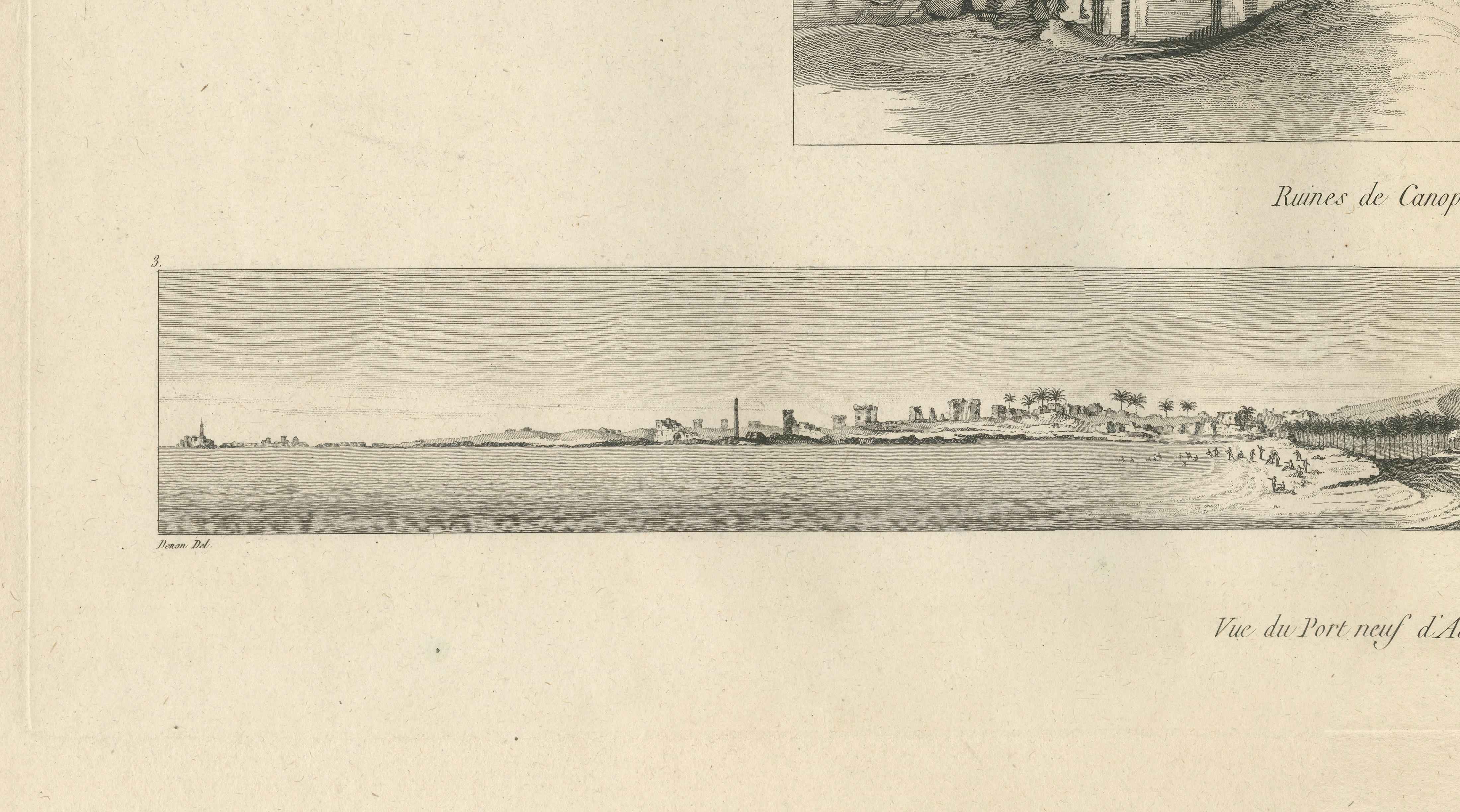 Alexandria Port Panorama, Denon, Napoleon Egypt Engraving, 1802