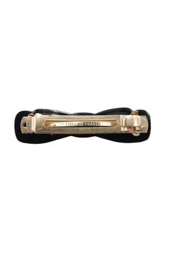 Alexandrine Paris 1970s Black Lacquer Rhinestone Bow Barrette, France