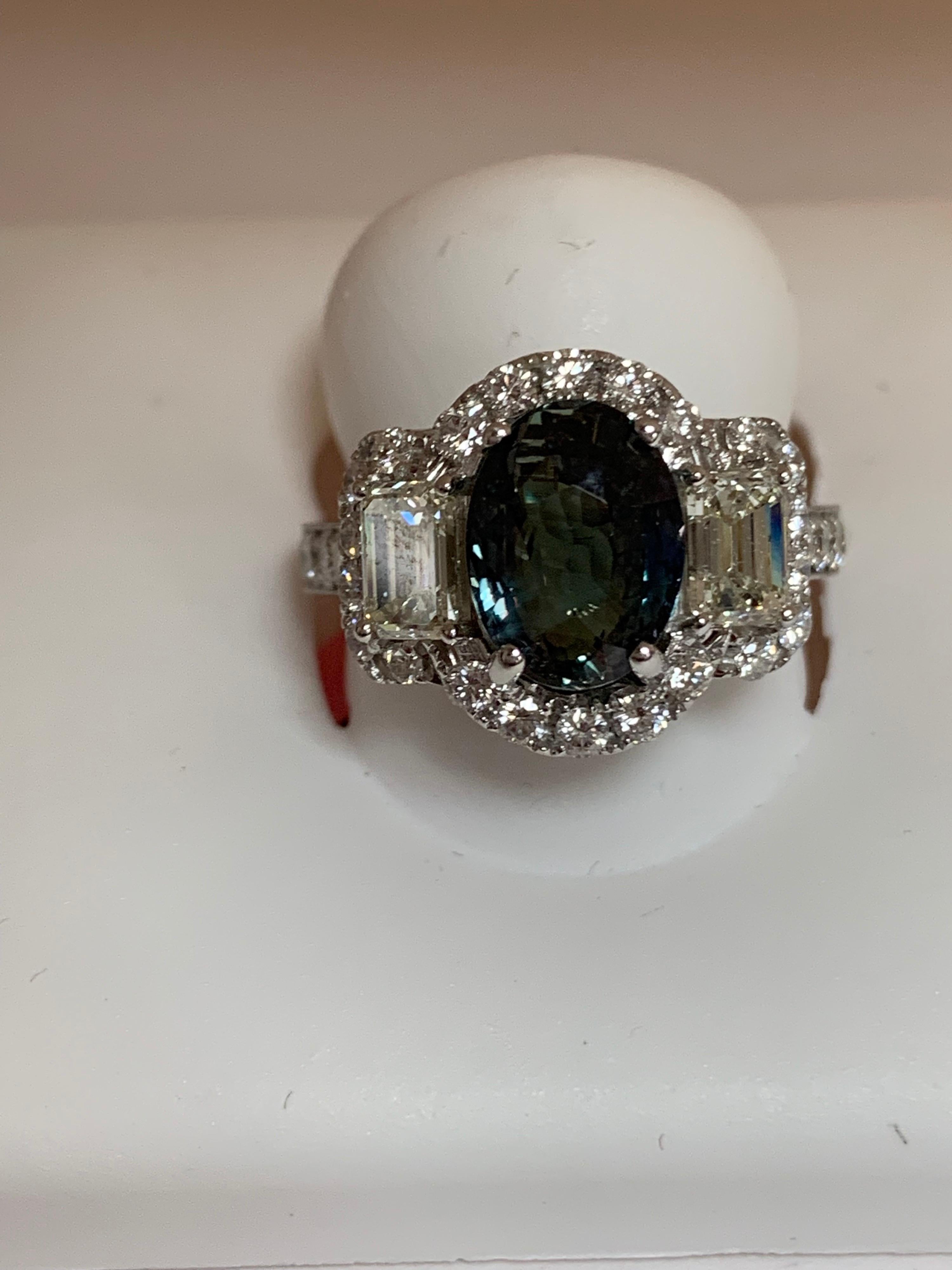 Contemporary Alexandrite 3.56 Carat and Diamonds Ring