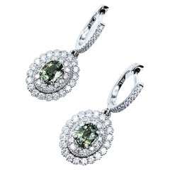 Alexandrite and Diamond Earrings in 14k White Gold