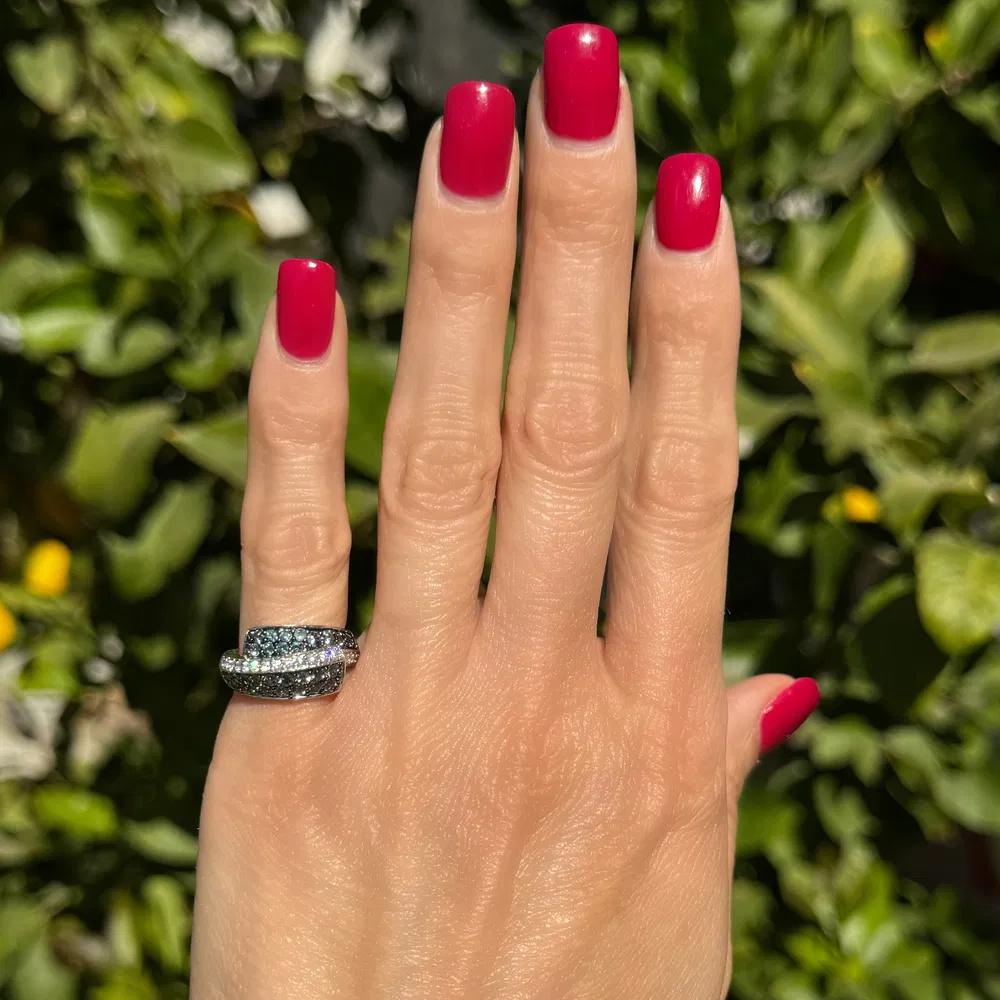 Modern Alexandrite and RBC Diamond Crossover Cocktail Ring For Sale