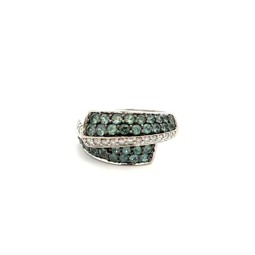 Round Cut Alexandrite and RBC Diamond Crossover Cocktail Ring For Sale