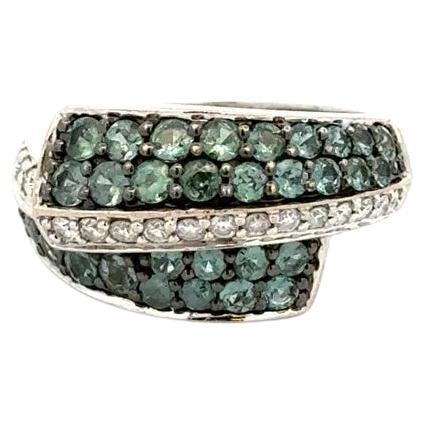 Alexandrite and RBC Diamond Crossover Cocktail Ring For Sale