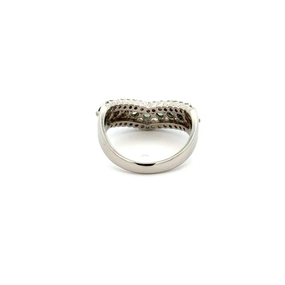 Women's Alexandrite and RBC Diamond V Design Band Ring For Sale
