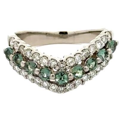 Alexandrite and RBC Diamond V Design Band Ring
