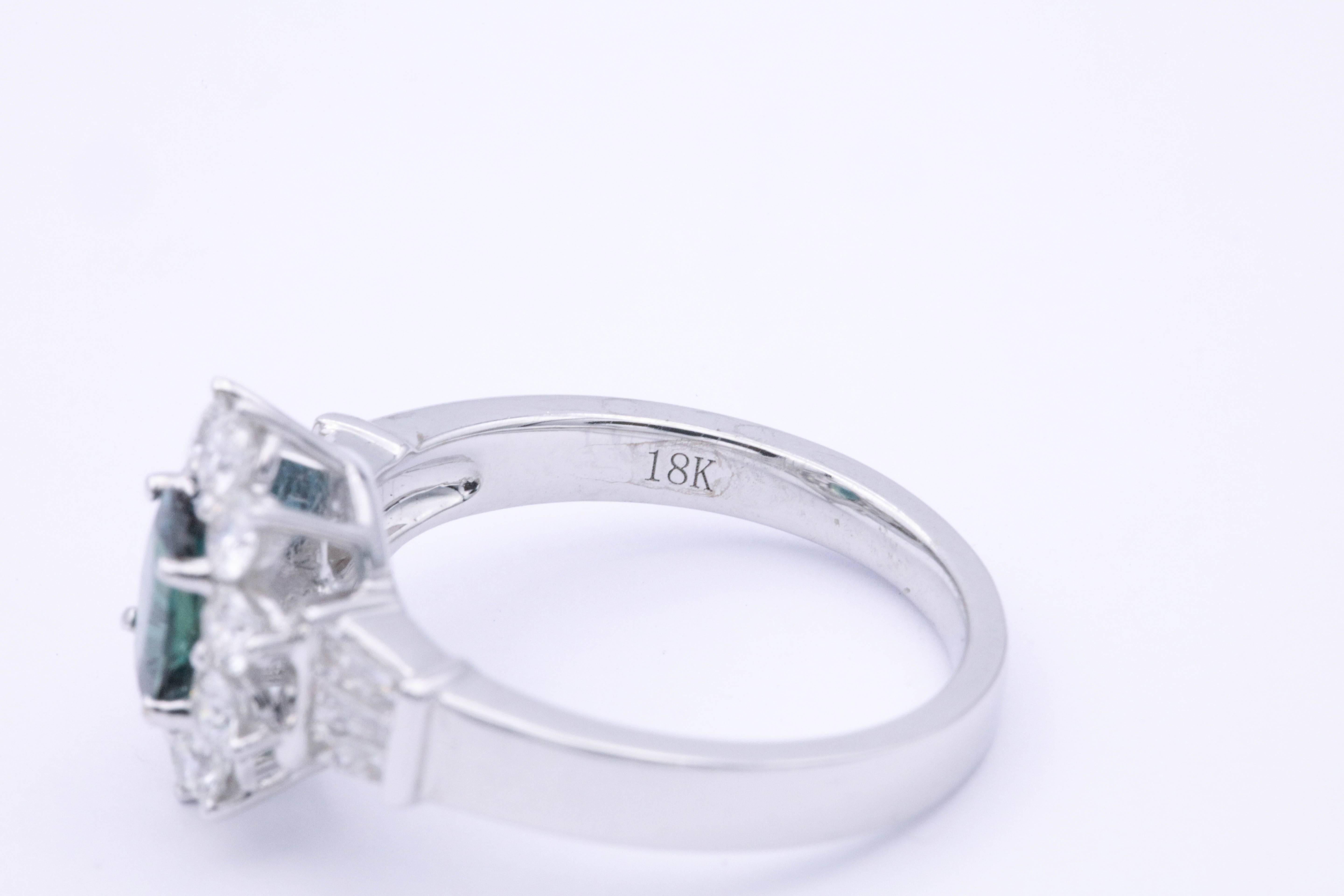Alexandrite and Round Baguette Diamonds Cocktail Engagement Ring In New Condition In New York, NY