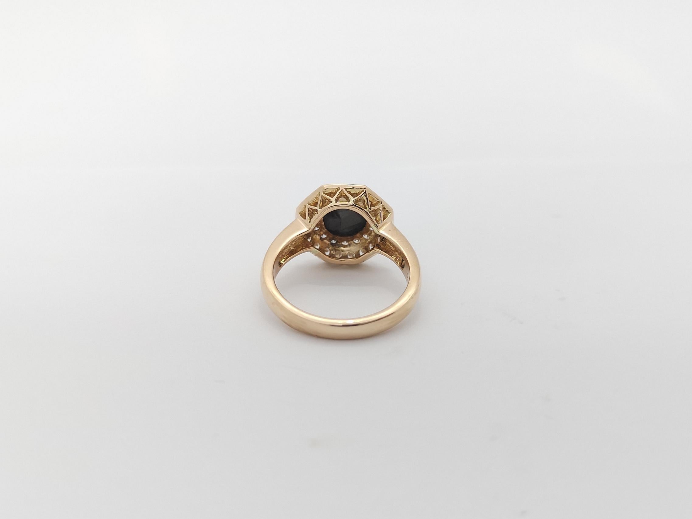Alexandrite Cat's Eye with Diamond Ring Set in 18k Rose Gold Settings For Sale 3