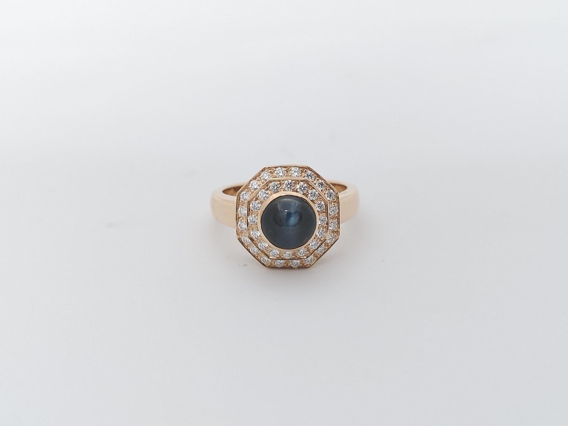 Alexandrite Cat's Eye with Diamond Ring Set in 18k Rose Gold Settings For Sale 4