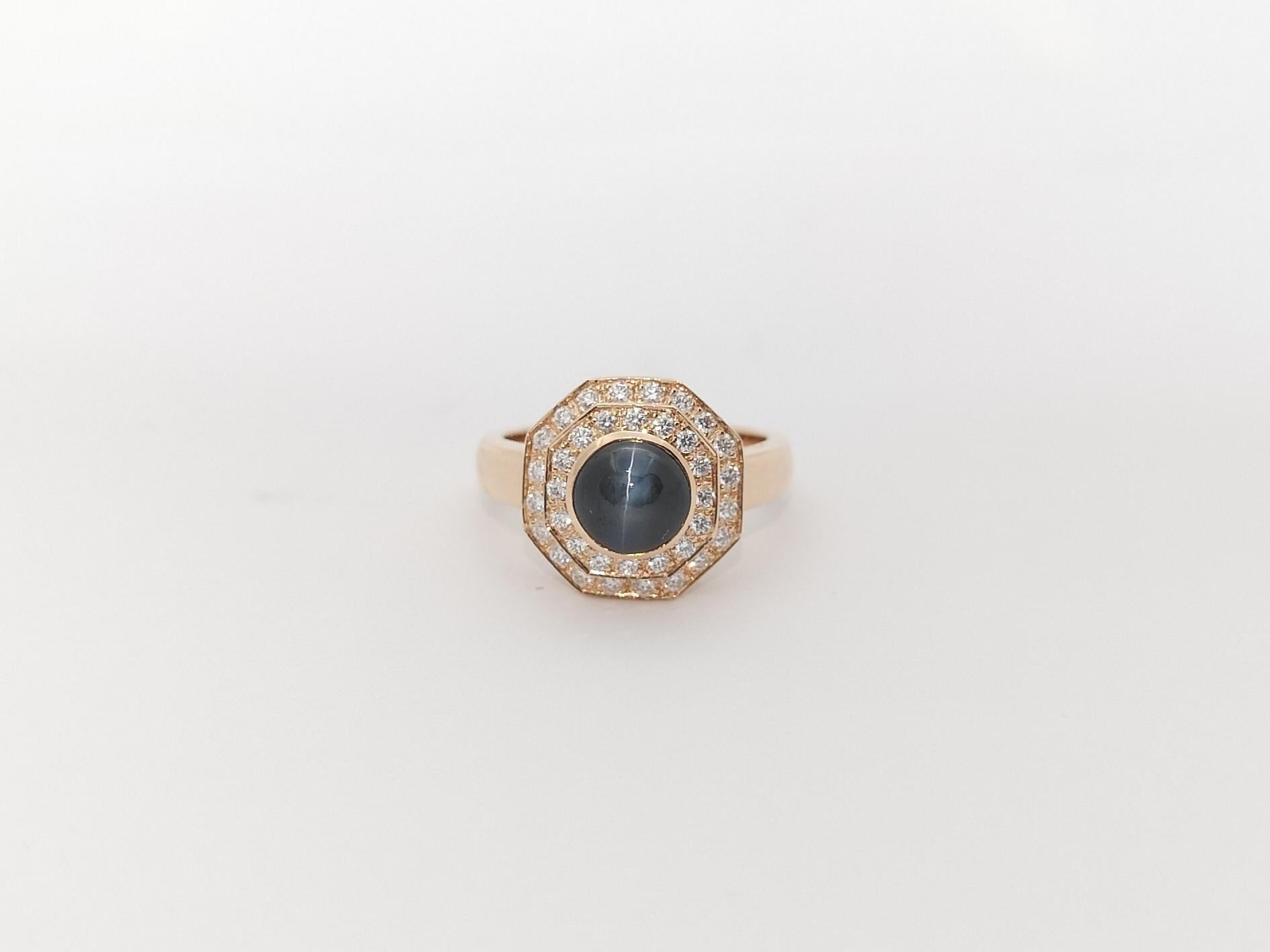 Alexandrite Cat's Eye with Diamond Ring Set in 18k Rose Gold Settings For Sale 5