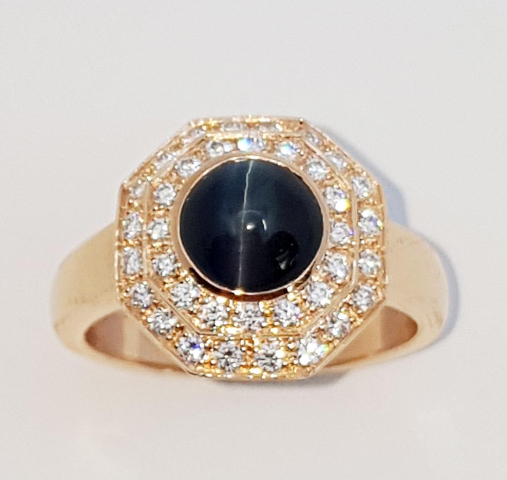 Alexandrite Cat's Eye with Diamond Ring Set in 18k Rose Gold Settings In New Condition For Sale In Bangkok, TH
