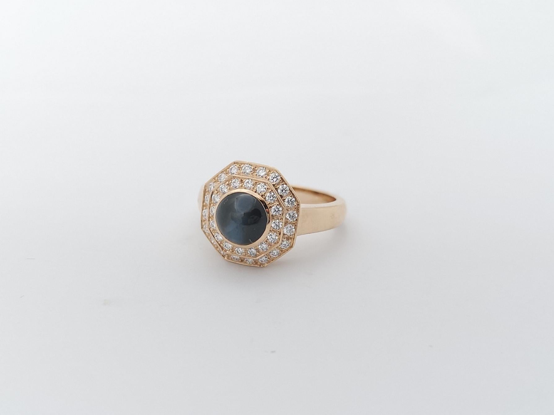Alexandrite Cat's Eye with Diamond Ring Set in 18k Rose Gold Settings For Sale 2