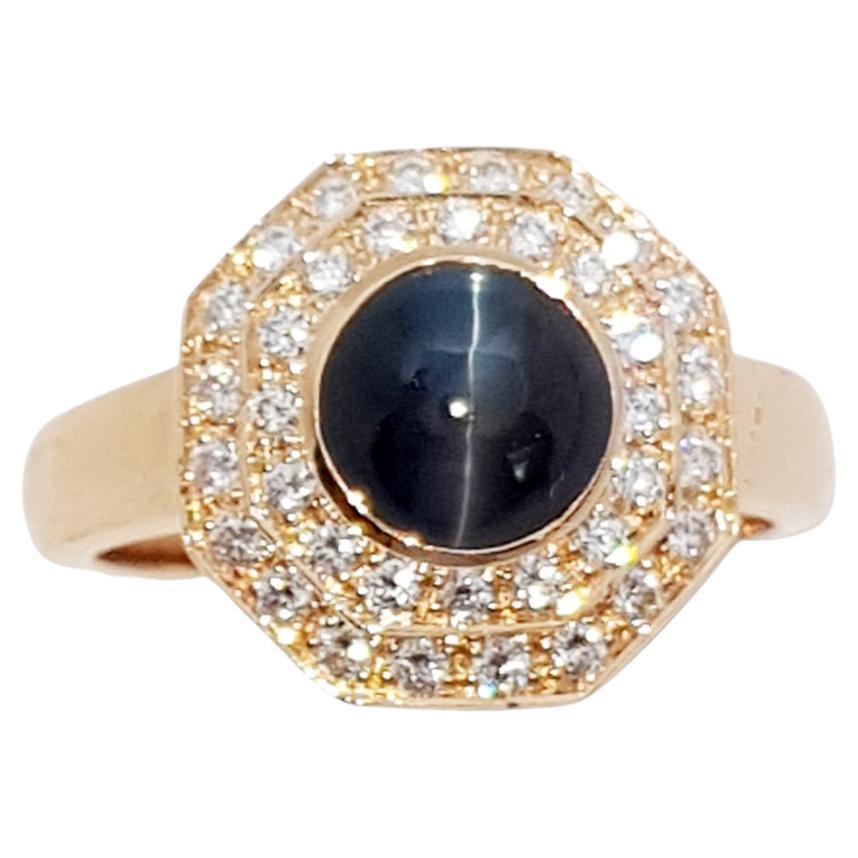 Alexandrite Cat's Eye with Diamond Ring Set in 18k Rose Gold Settings For Sale