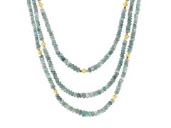 Alexandrite Chrysoberyl Rondelle Bead Necklace, Yellow Gold Accents, 18 Inches