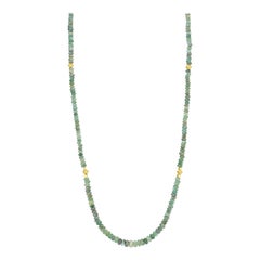 Alexandrite Chrysoberyl Rondelle Bead Necklace, Yellow Gold Accents, 18 Inches