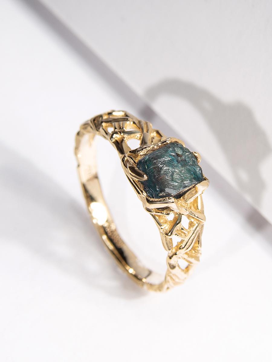 Grezzo Anello in oro con cristalli di alessandrite Raw Color anello di fidanzamento