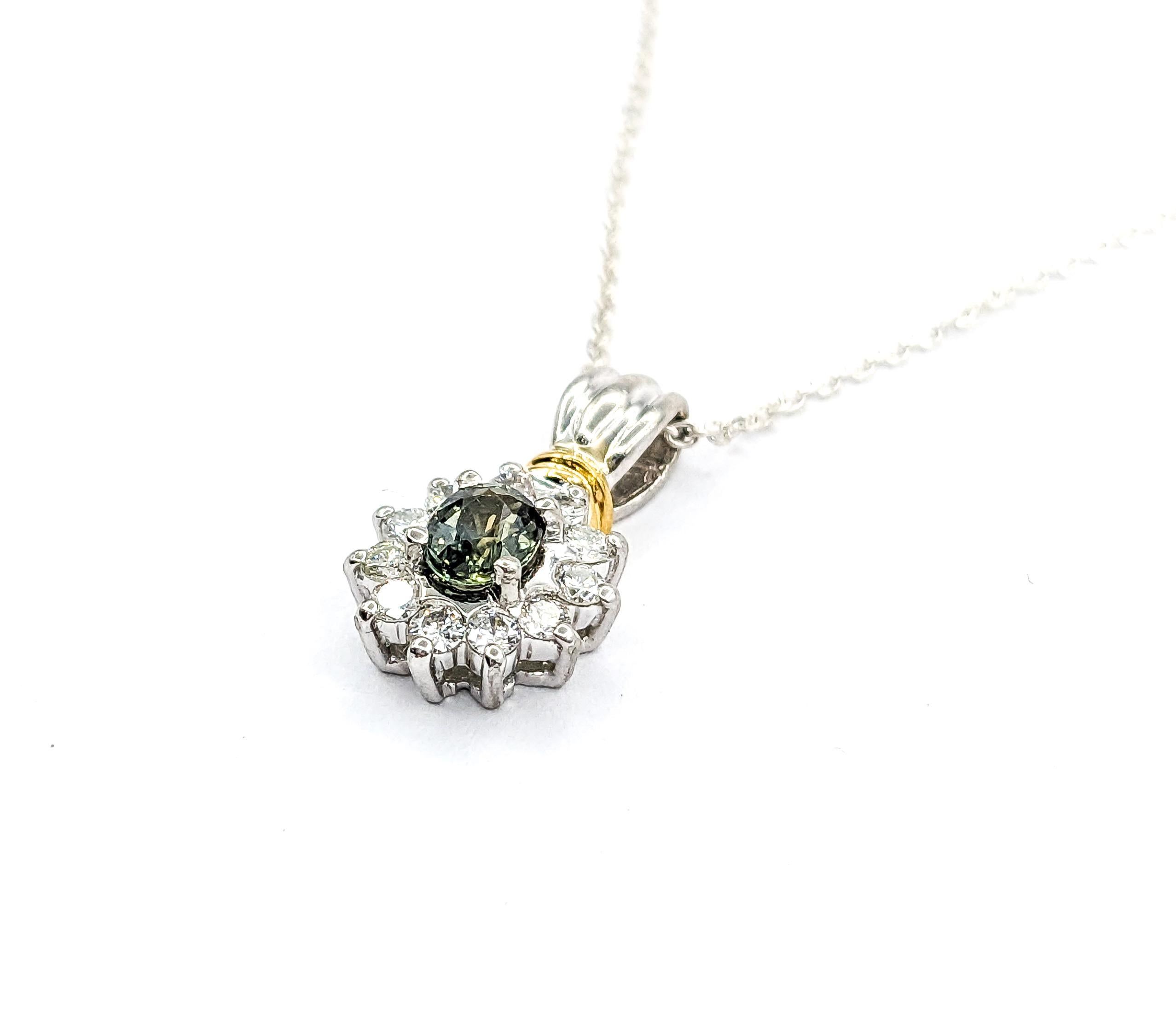 Alexandrit & Diamant Cocktail-Anhänger aus zweifarbigem 18kt Gold/Platin mit Alexandrit und Diamanten 4