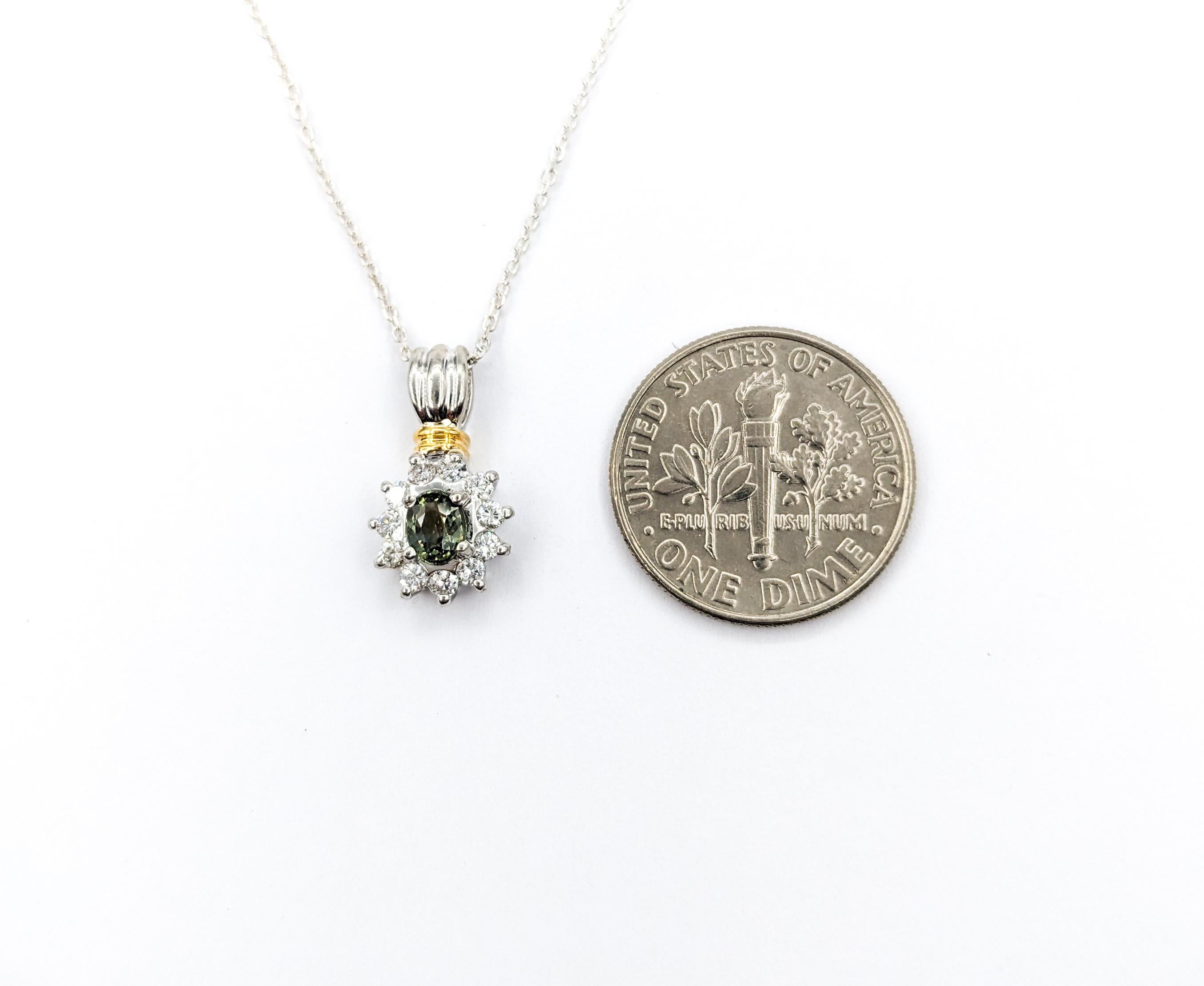 Alexandrit & Diamant Cocktail-Anhänger aus zweifarbigem 18kt Gold/Platin mit Alexandrit und Diamanten 1