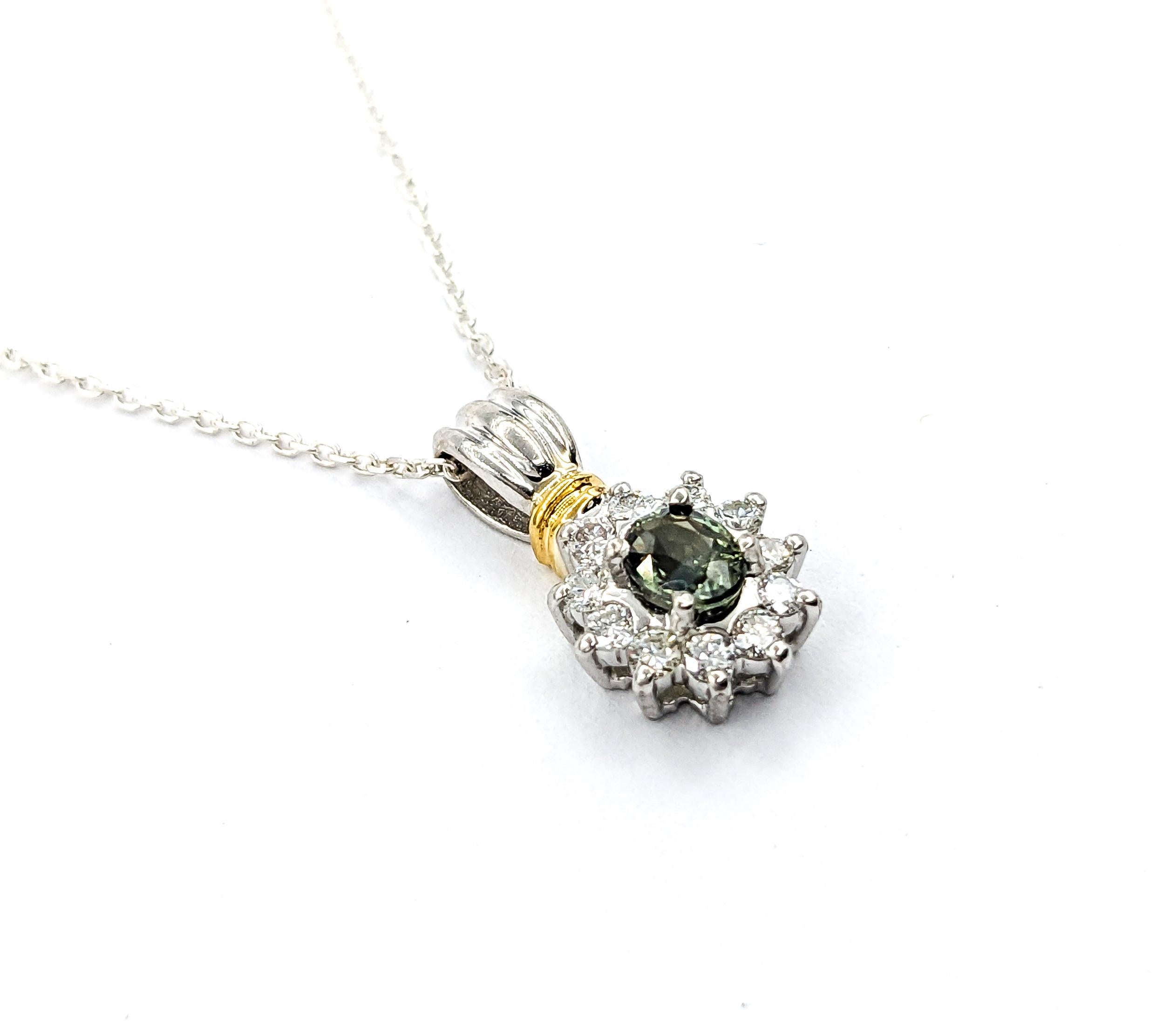 Alexandrit & Diamant Cocktail-Anhänger aus zweifarbigem 18kt Gold/Platin mit Alexandrit und Diamanten 3
