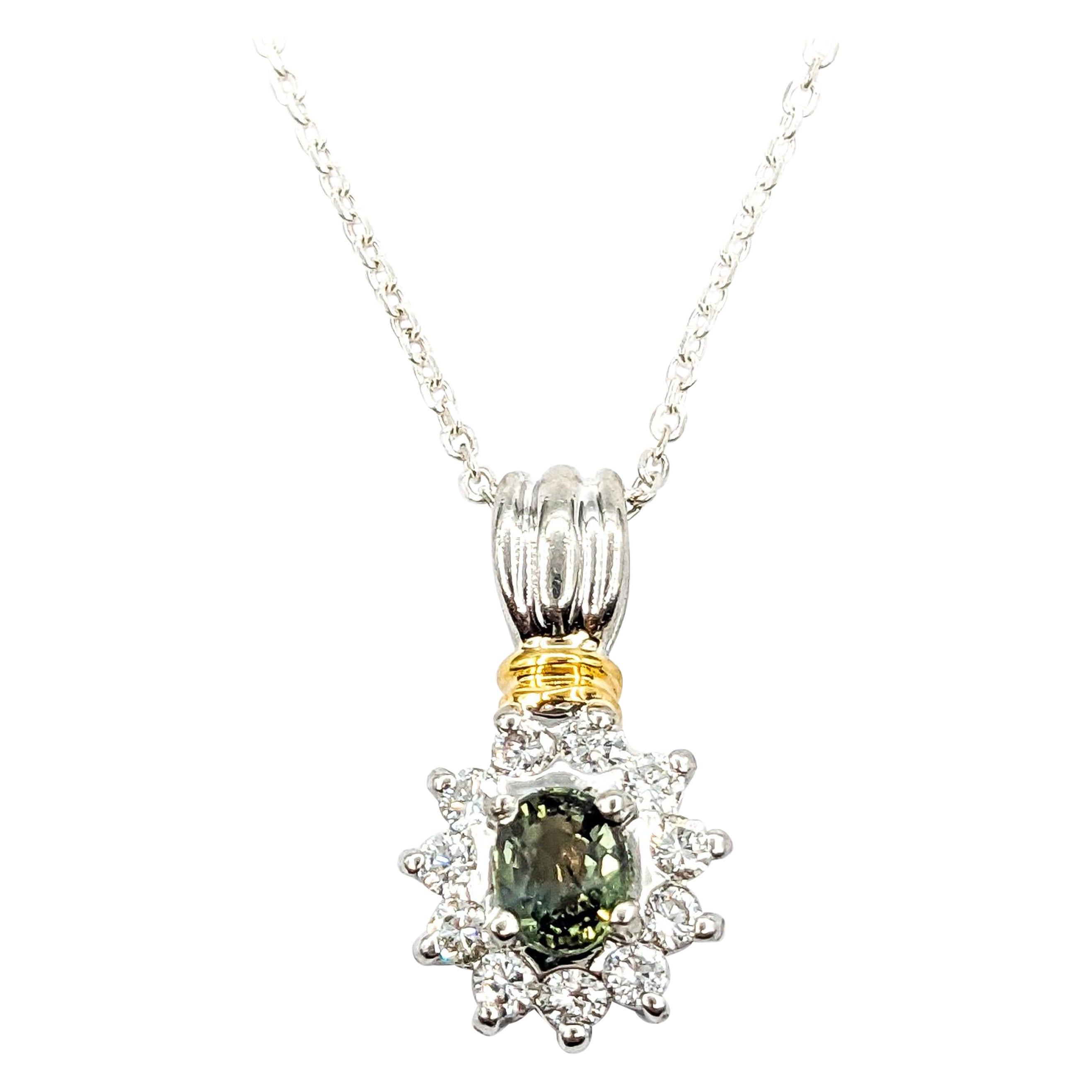 Alexandrit & Diamant Cocktail-Anhänger aus zweifarbigem 18kt Gold/Platin mit Alexandrit und Diamanten