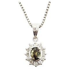 Vintage Alexandrite & Diamond Halo Pendant In Platinum